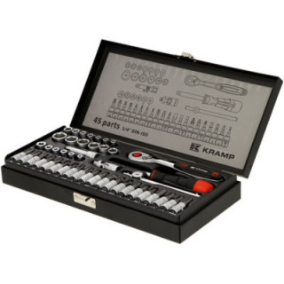 Zestaw kluczy nasadowych 45 el Kramp 180445400KR - widok z przodu