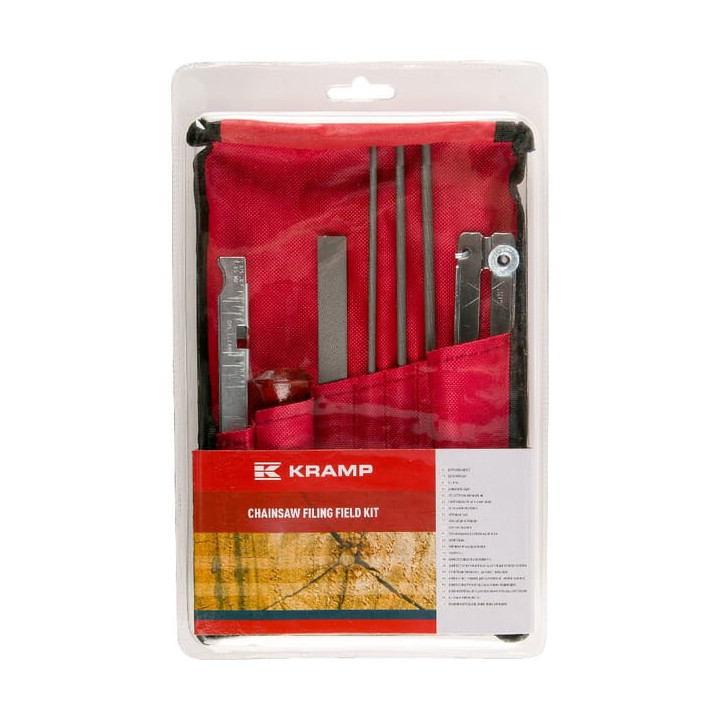 Zestaw terenowy pilników do piły łańcuchowej Kramp FK001KR - widok z przodu