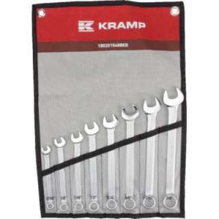 Zestaw kluczy płasko-oczkowych calowych 8 el Kramp 1802015408KR - widok z przodu