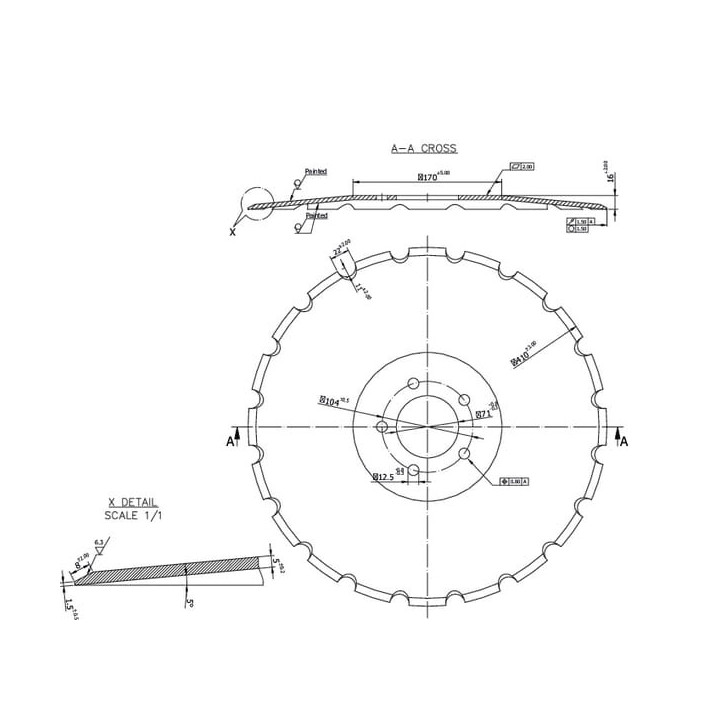 Talerz redlicy wysiewającej CX-mulcz Kramp AC353950N - widok z przodu
