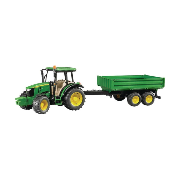 Ciągnik John Deere 5115M z przyczepą Bruder 02108 - widok z przodu