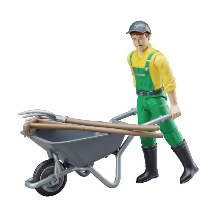 Figurka rolnika z taczką Bruder 62610 - widok z przodu