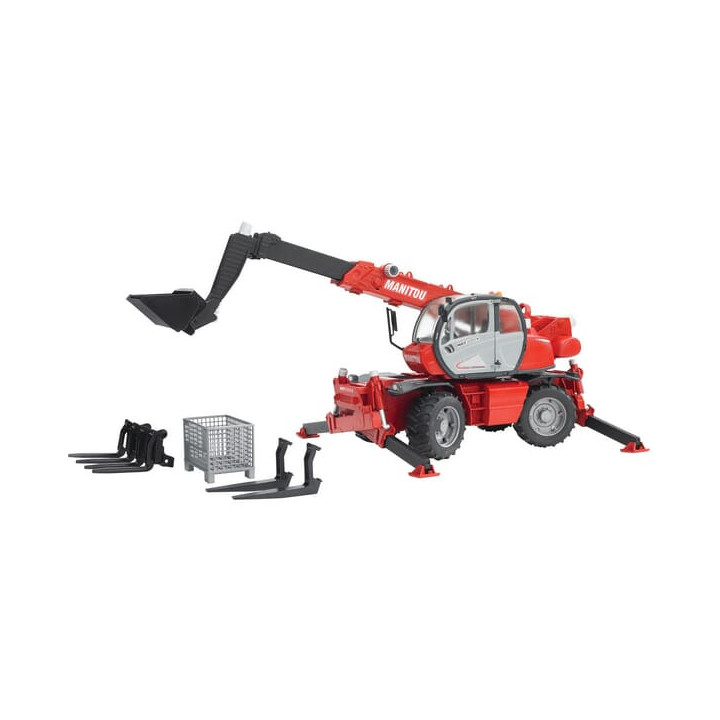 Ładowarka teleskopowa Manitou MRT 2150 z akcesoriami Bruder 02129 - widok z przodu