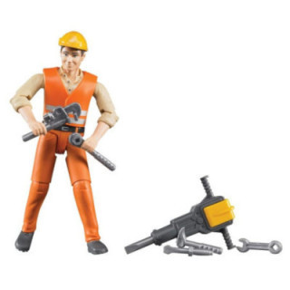 Zabawka figurka robotnika z akcesoriami Bruder 60020 - widok z przodu