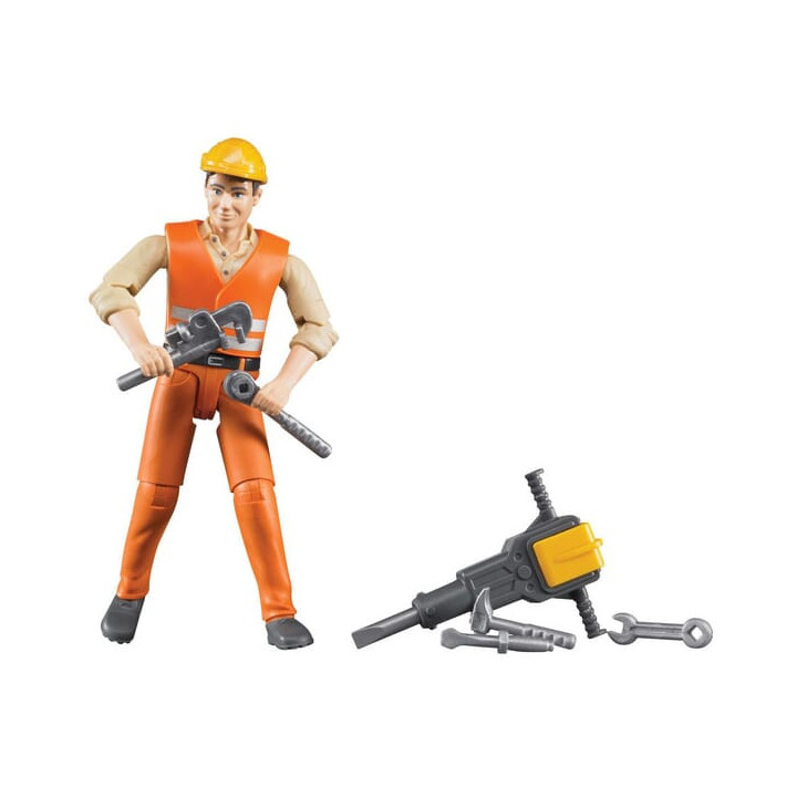 Zabawka figurka robotnika z akcesoriami Bruder 60020 - widok z przodu