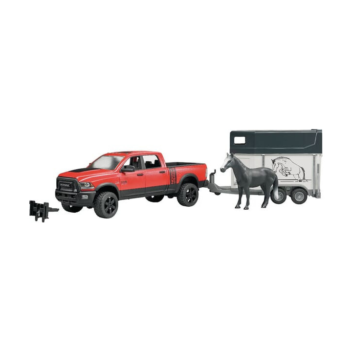 RAM Power z przyczepą do przewozu koni Bruder 02501 - widok z przodu
