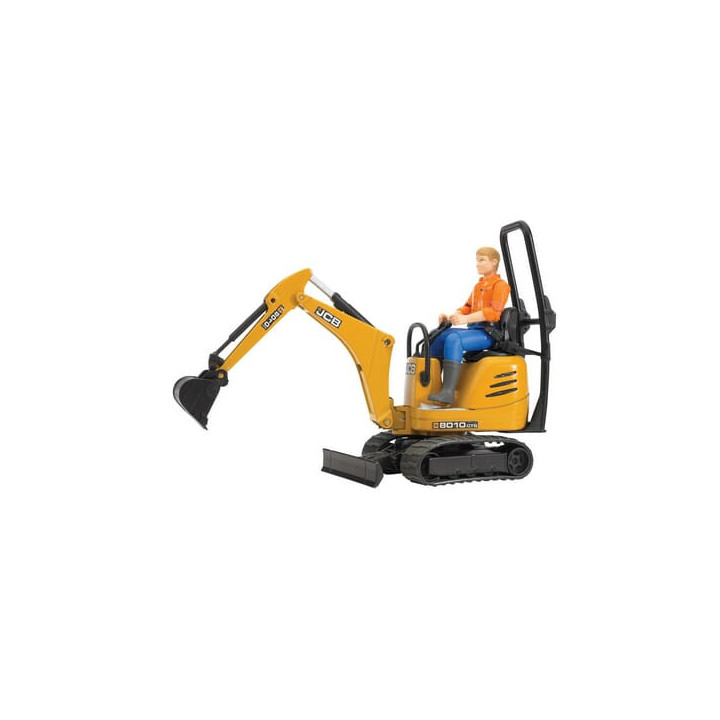 Minikoparka JCB 8010 z kierowcą Bruder 62002 - widok z przodu