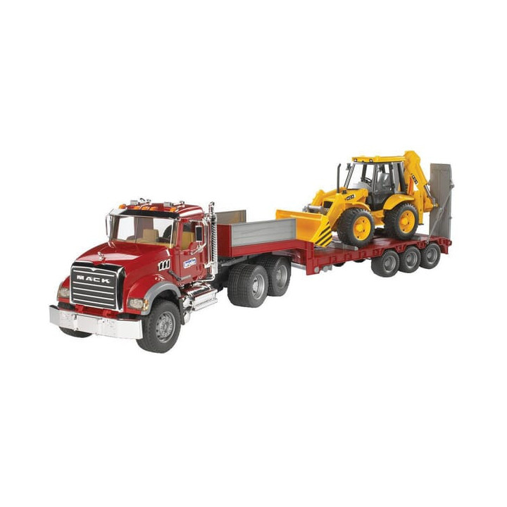 Ciężarówka Mack z naczepą i ładowarką Bruder 02813 - widok z przodu