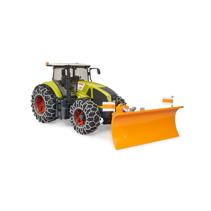 Ciągnik Claas Axion 950 z łańcuchami przeciwpoślizgowymi Bruder 03018 - widok z przodu