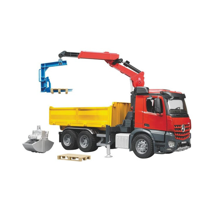 Zabawka ciężarówka dźwig - ładowacz MB Arocs Bruder 03651 - widok z przodu