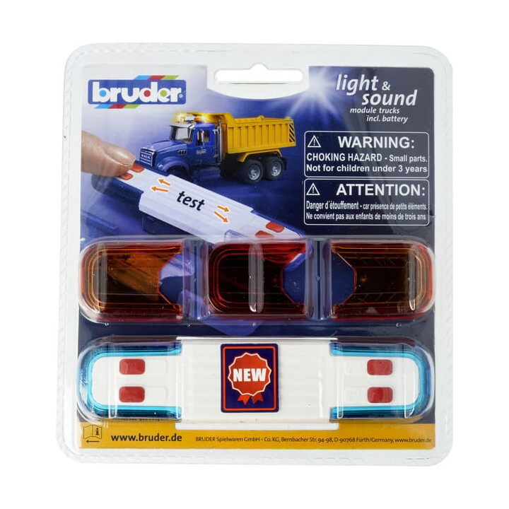 Moduł świetlno-dźwiękowy do ciężarówek Bruder 02803 - widok z przodu